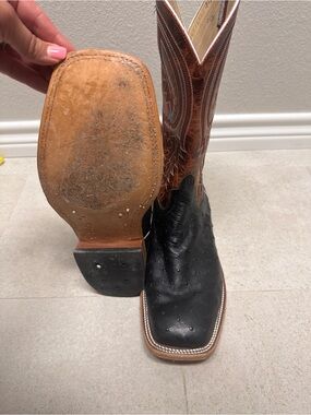 Anderson Bean black ostrich boots.